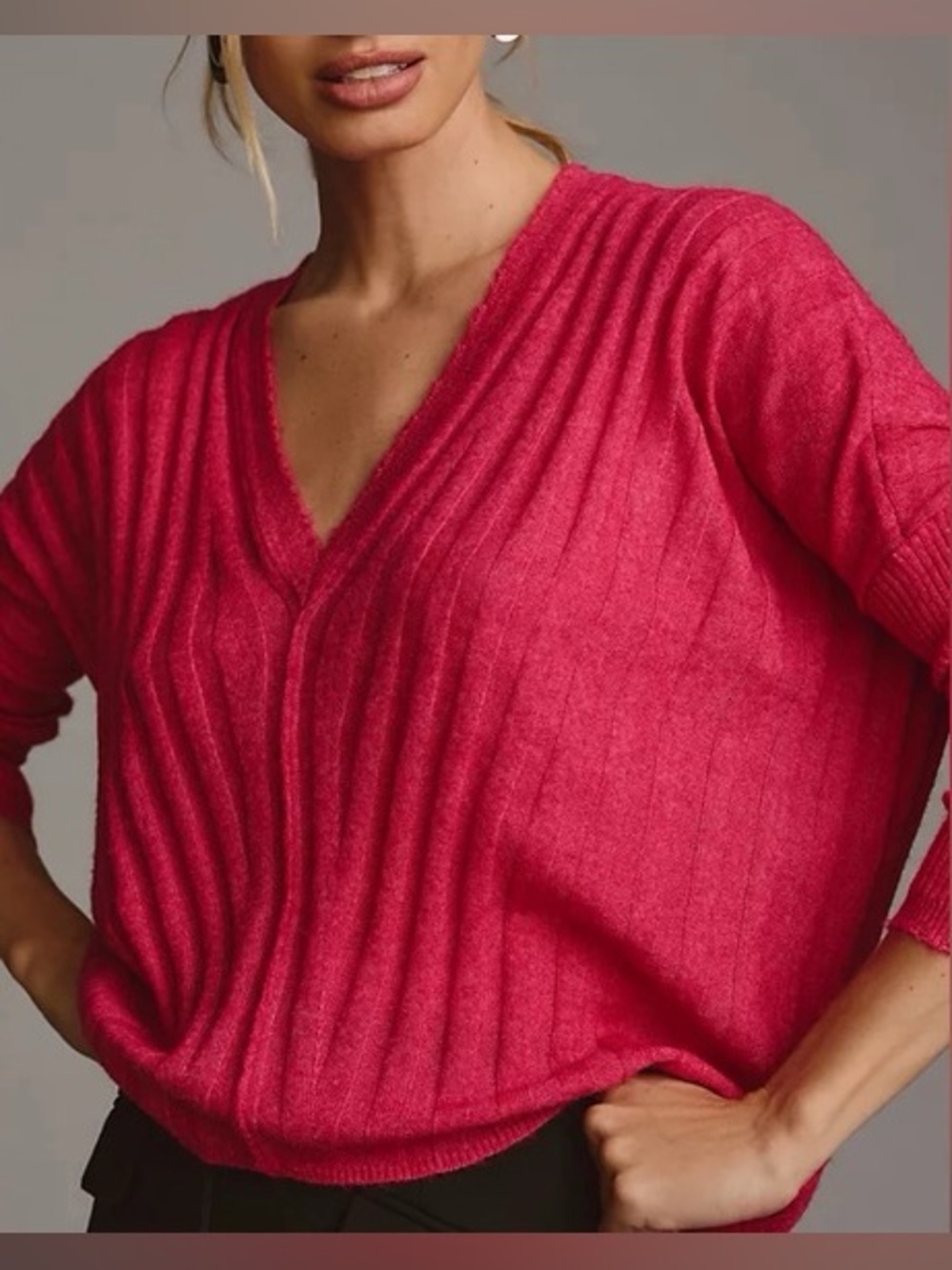 Anthropologie Pilcro v-neck boxy ribbed sweater